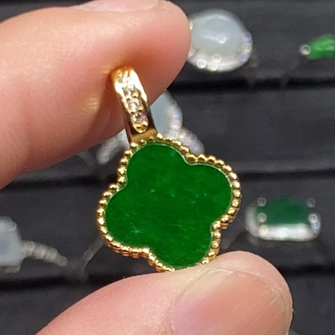 翡翠银S925镀金镶嵌吊坠(不含链)