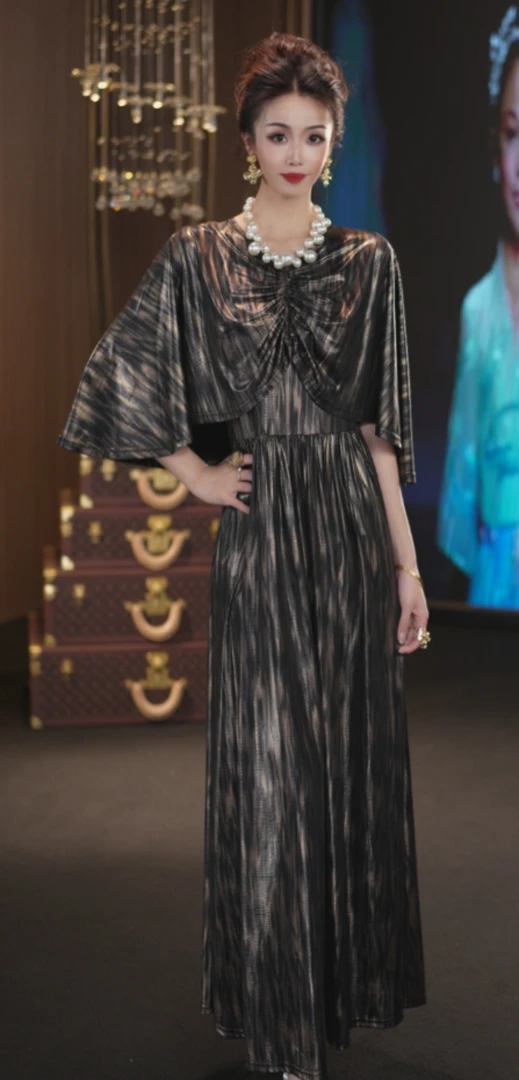 YINGHOU【西西】气质轻奢高贵时尚夏季法式设计师连衣裙D29120