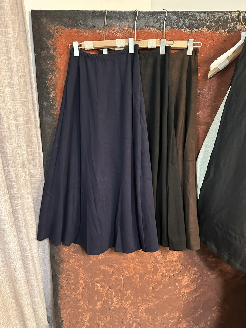 厚款松紧腰高腰轻熟风长裙半身裙休闲A字气质不规则