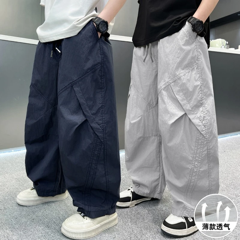 男童夏装薄款裤子2025新款儿童夏季大童防蚊冰丝裤夏款休闲工装裤