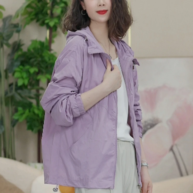 2025新款防晒衣休闲百搭短款外套春夏薄款户外连帽上衣09