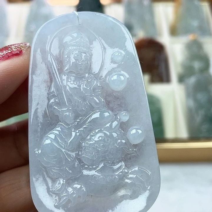 翡翠未镶嵌颈饰天然翡翠A货文殊菩萨
