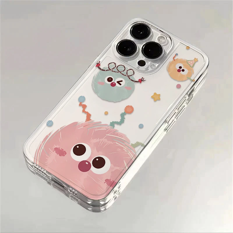 彩色毛球适用苹果16手机壳15promax软壳14pro透明13pro12防摔7/8