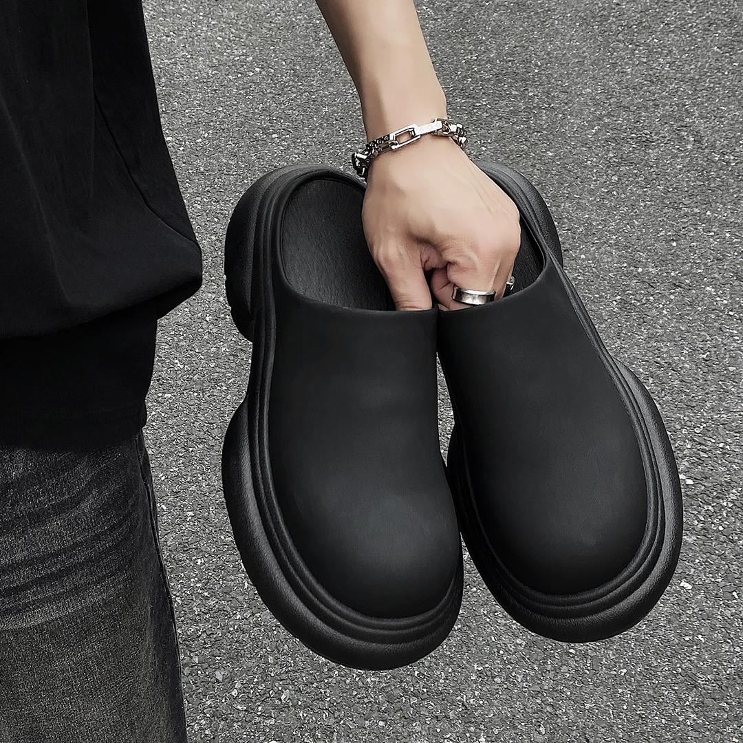 欧洲站包头拖鞋男厚底增高休闲时尚轻便懒人半拖鞋男勃肯鞋男