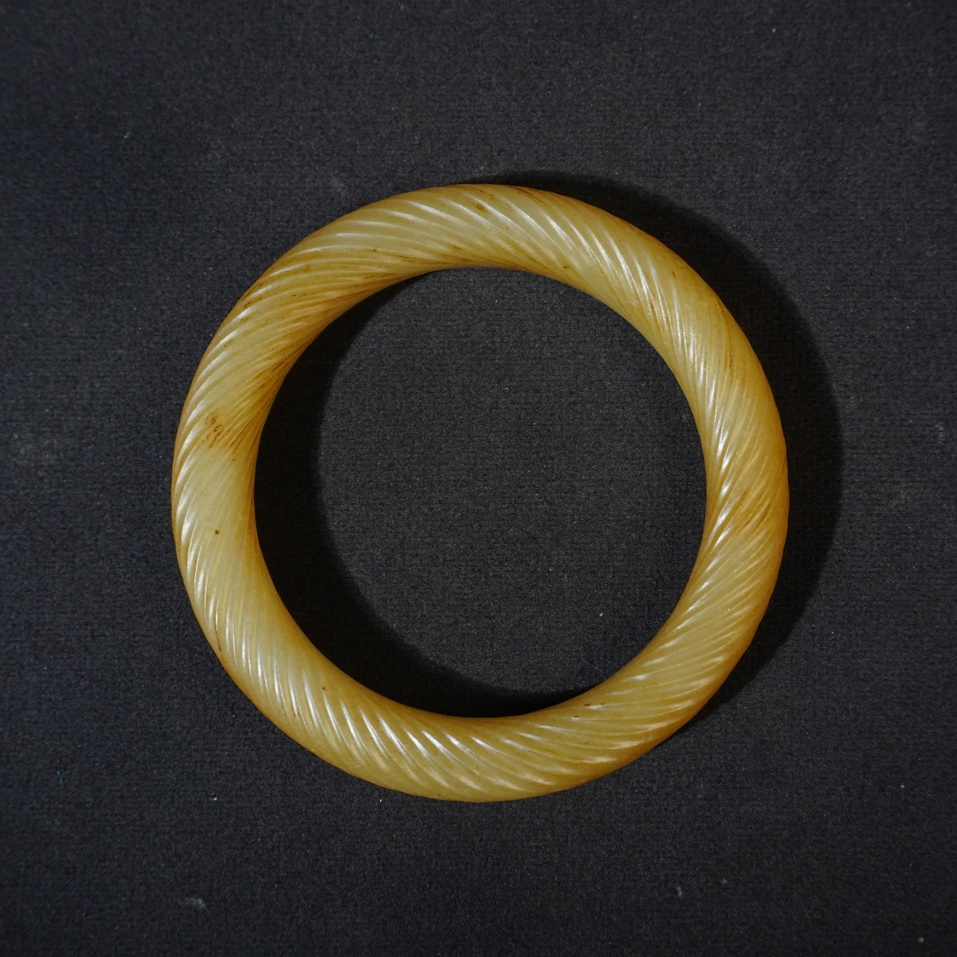 6SQ13  清  和田玉绞丝手镯