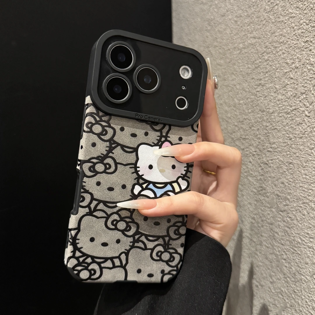 卡通满屏KT猫适用苹果17promax手机壳可爱iPhone16时尚15简约14女