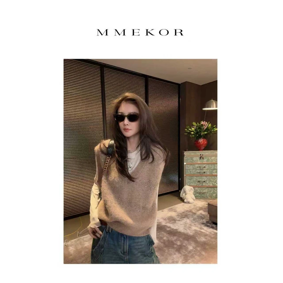 MMEKOR“波光恋人”马甲 2025新款秋款千金玛德琳优雅马夹 30739