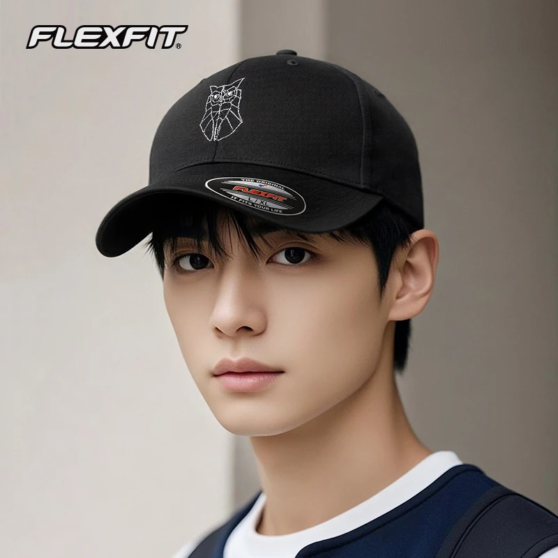 FLEXFIT进口刺绣深顶棒球帽防晒遮阳硬顶鸭舌帽子大头围显脸小