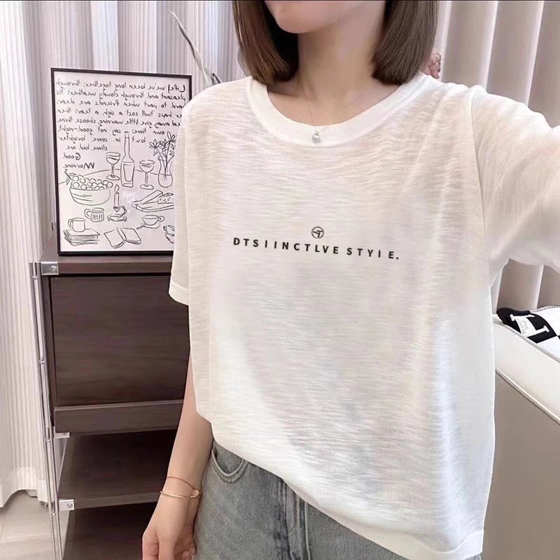 2025新款爆款雪花棉白色短袖t恤女夏薄款休闲百搭宽松韩版上衣ins