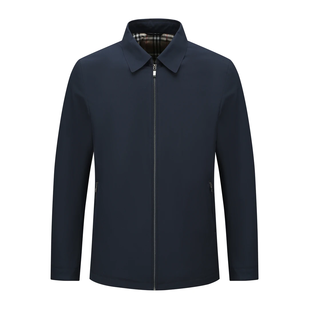 H1245秋冬款男式羽绒服 白鹅绒商务休闲保暖防风外套 深蓝色