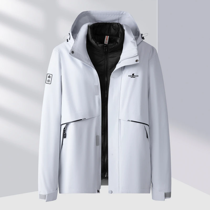 2025新款冬季三合一户外男女同款白鸭绒羽绒服内胆两件套冲锋衣