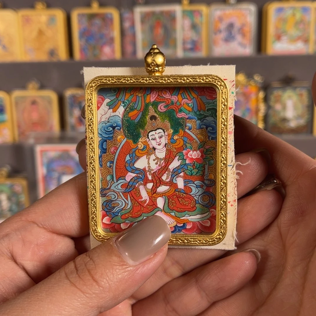 吊坠大势至青海热贡唐卡