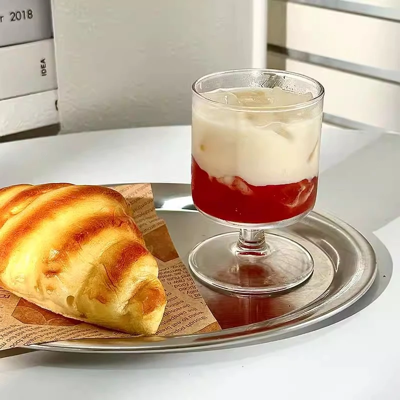 高颜值ins网红直筒玻璃杯高脚杯家用果汁杯鸡尾酒杯饮料杯牛奶杯