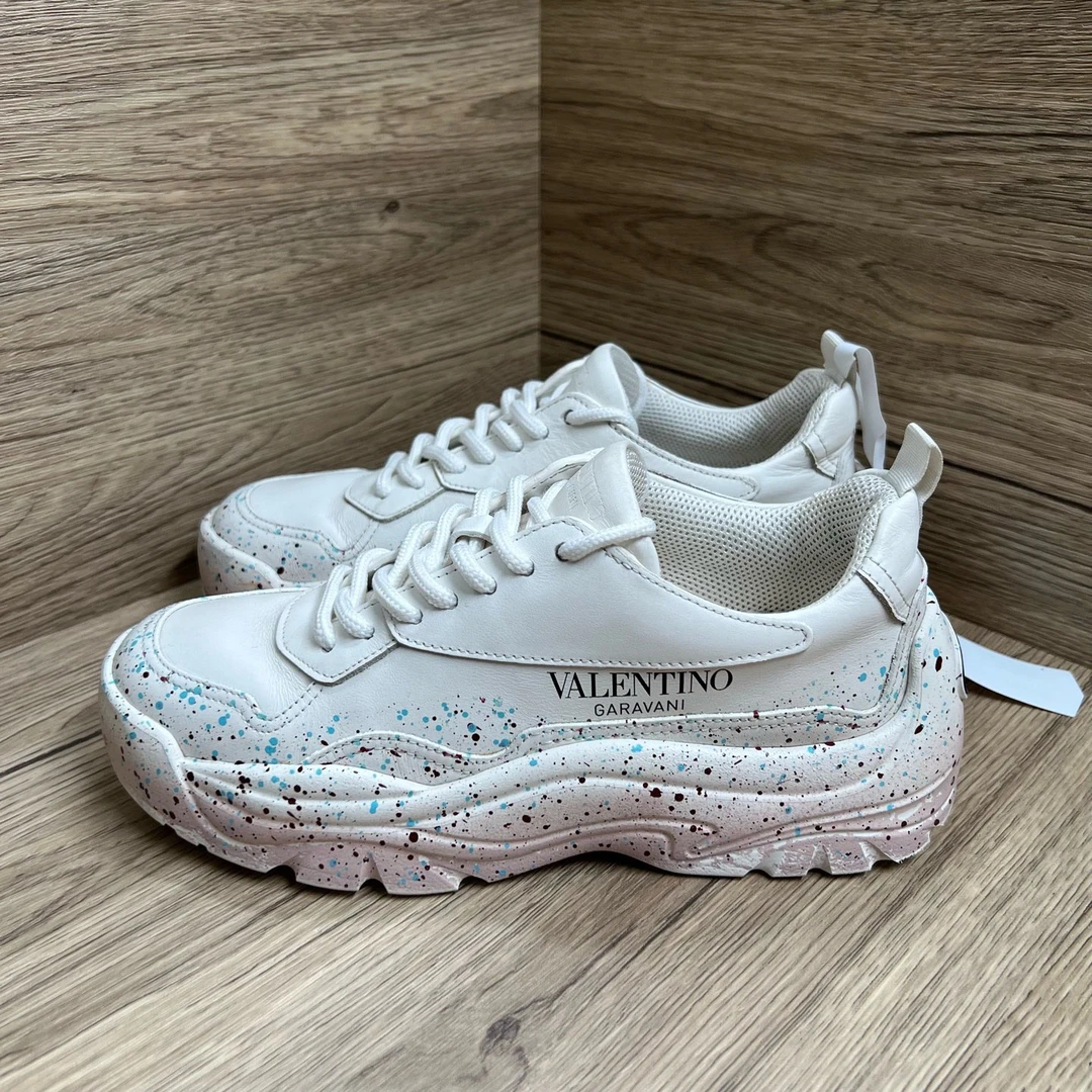 95新 Valentino/华伦天奴 泼墨运动小白鞋 36码