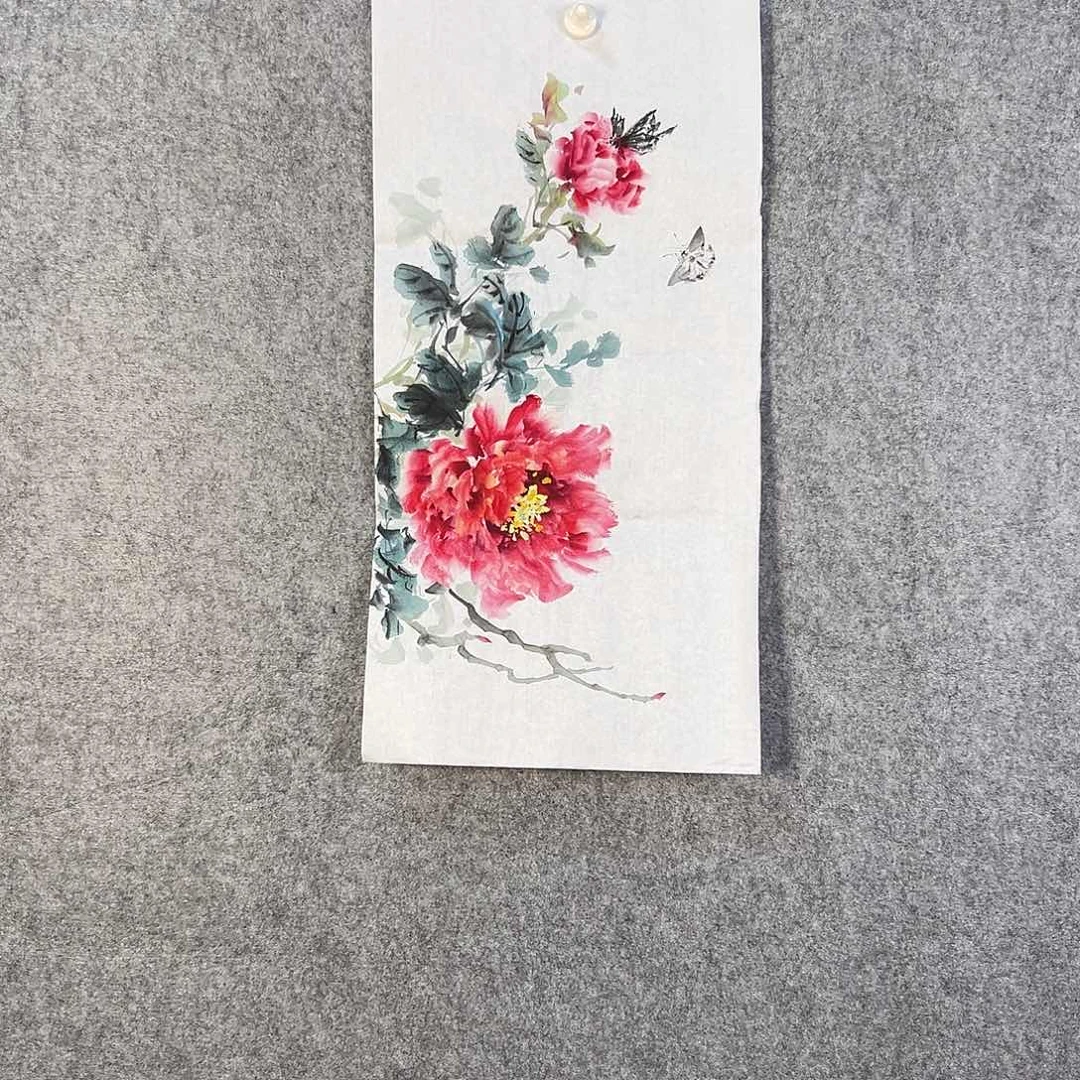 国画439 花鸟在树丛的顶端鸣叫叫声