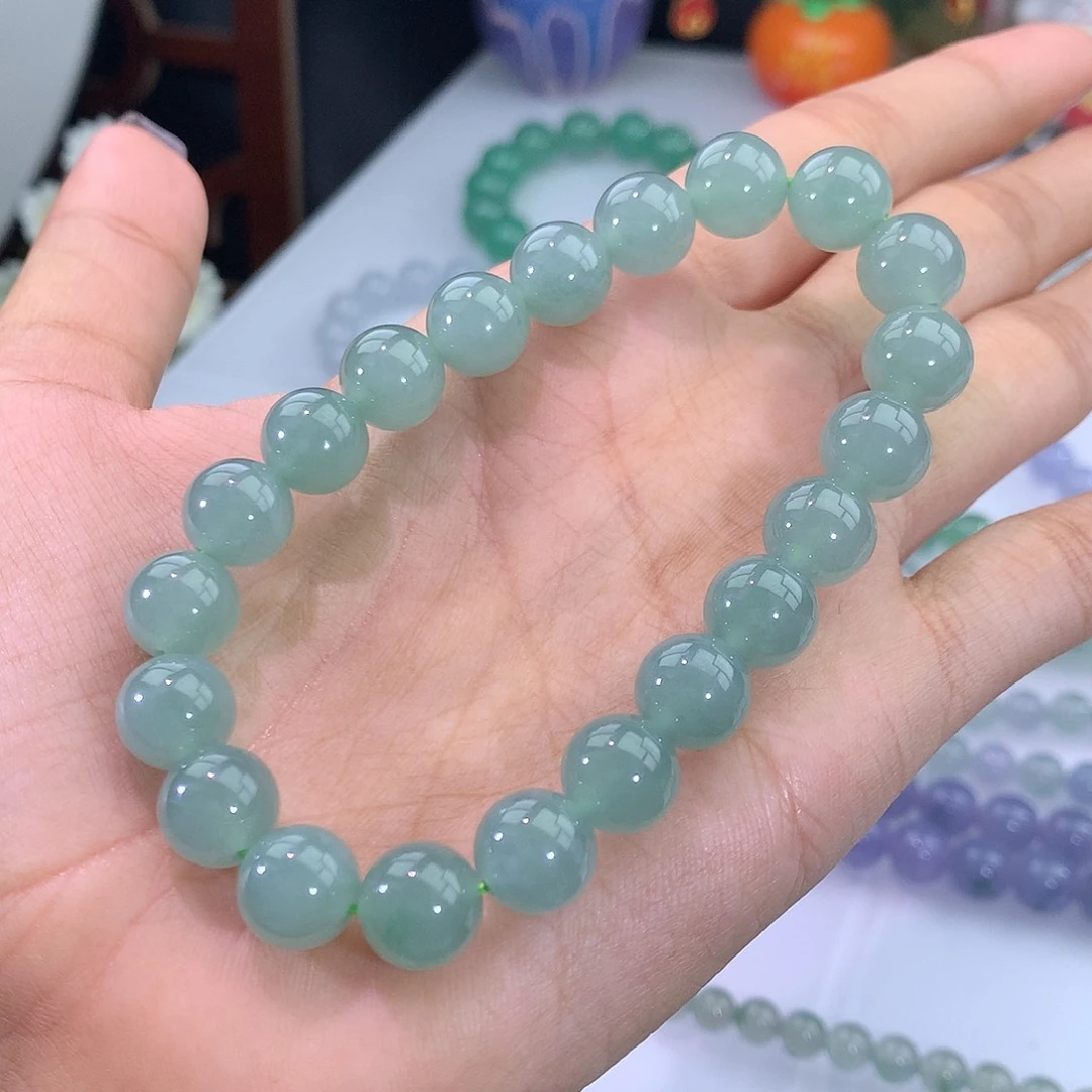 翡翠未镶嵌手链14号 晴绿手串