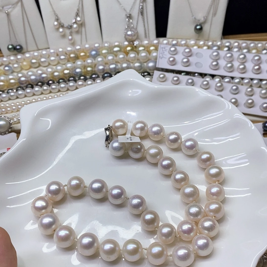 银S925镶嵌淡水珍珠颈饰12-13