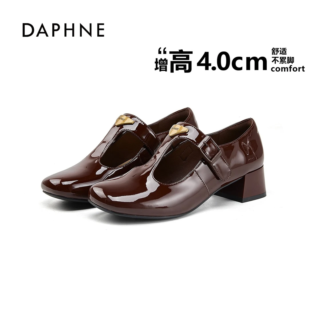 达芙妮超模复古玛丽珍鞋女士2025秋季新款浅口小皮鞋方跟单鞋子AM