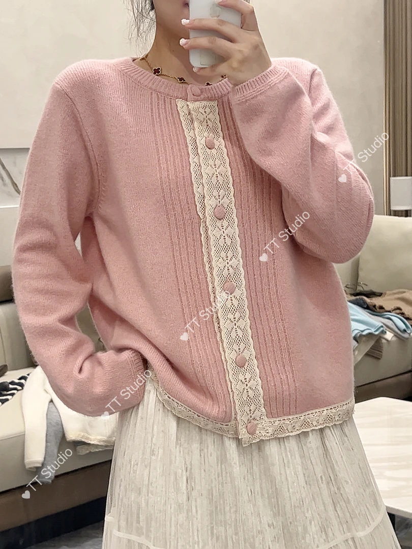TT家/四季/兔毛+绵羊毛开衫外套毛衣女2025年新款秋冬季短款