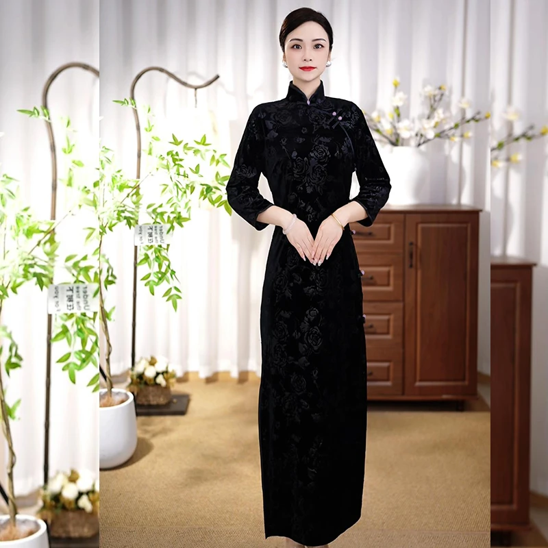 【Feel148】2025秋冬新款高端磨毛复古中国风妈妈装改良满庭芳华