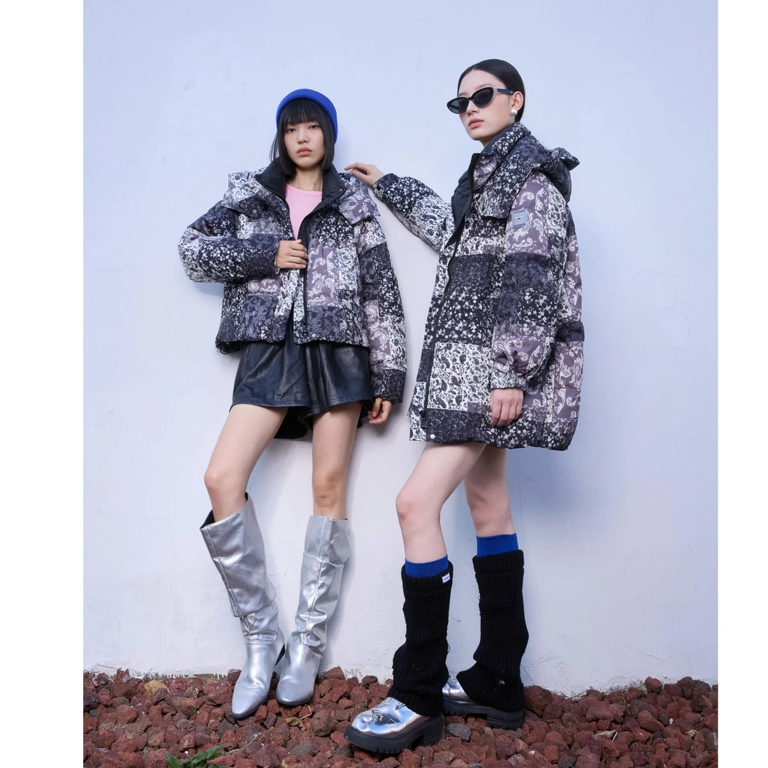 小碎花轻奢户外羽绒服