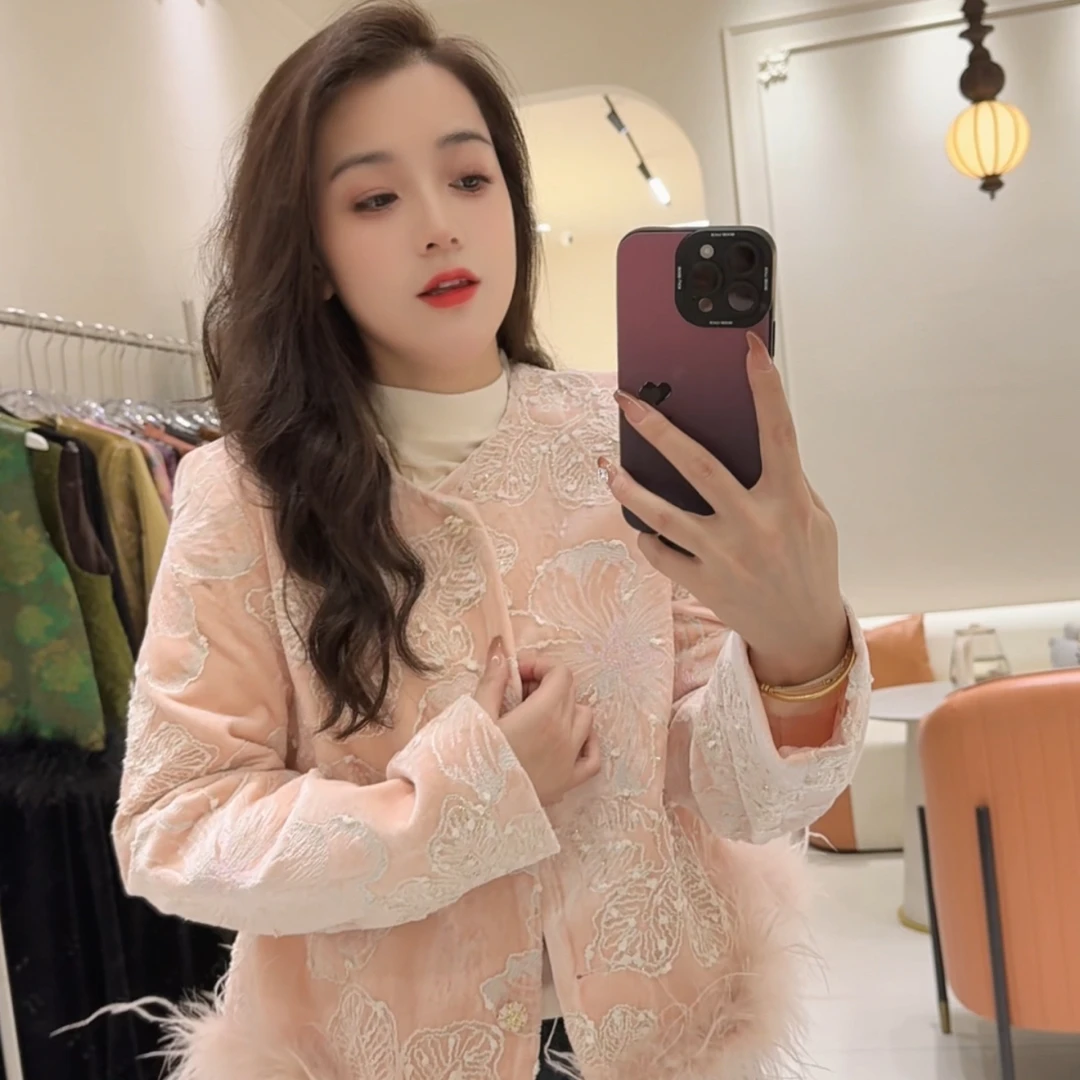 （刘敏服装）8868款秋季ins长袖提花国风常规款女短款短外套