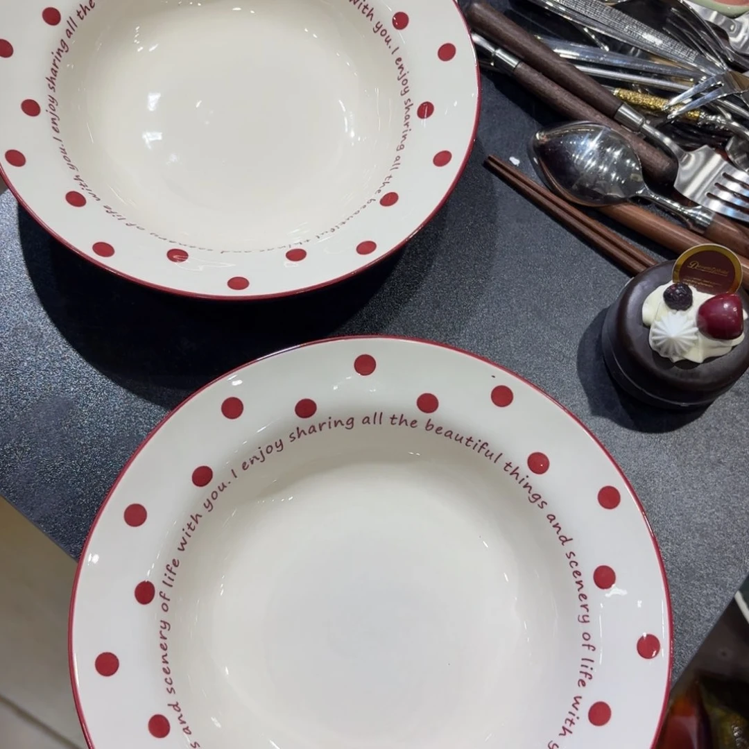 瓷波点盘子两个两个