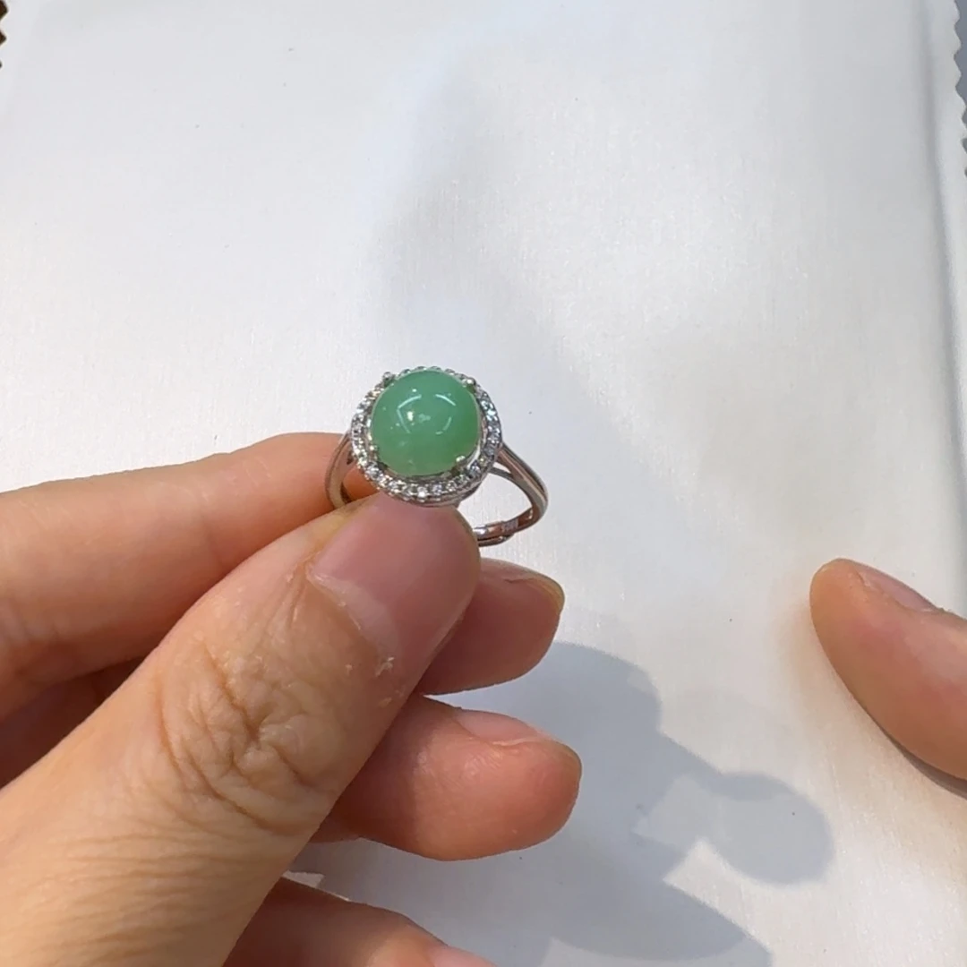 银S925镀金镶嵌戒指翡翠戒指