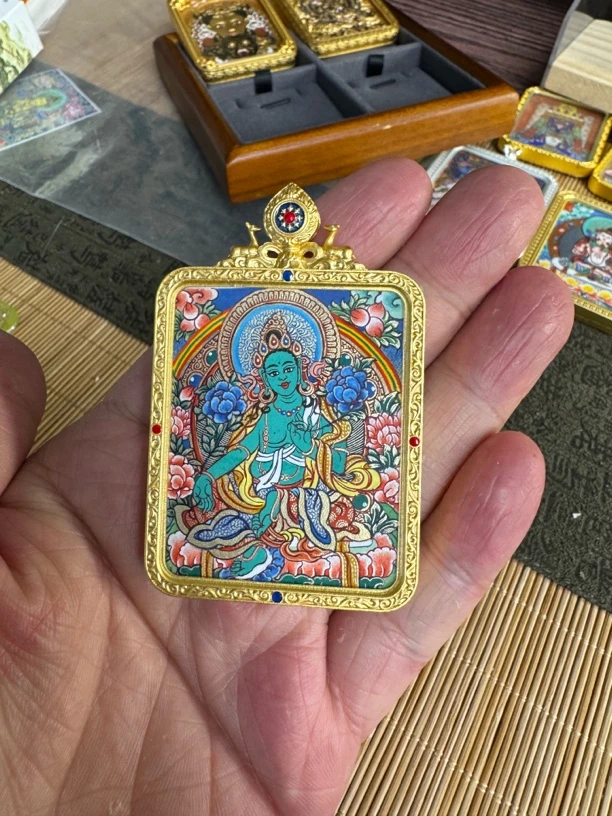 青海热贡纯手绘唐卡绿度