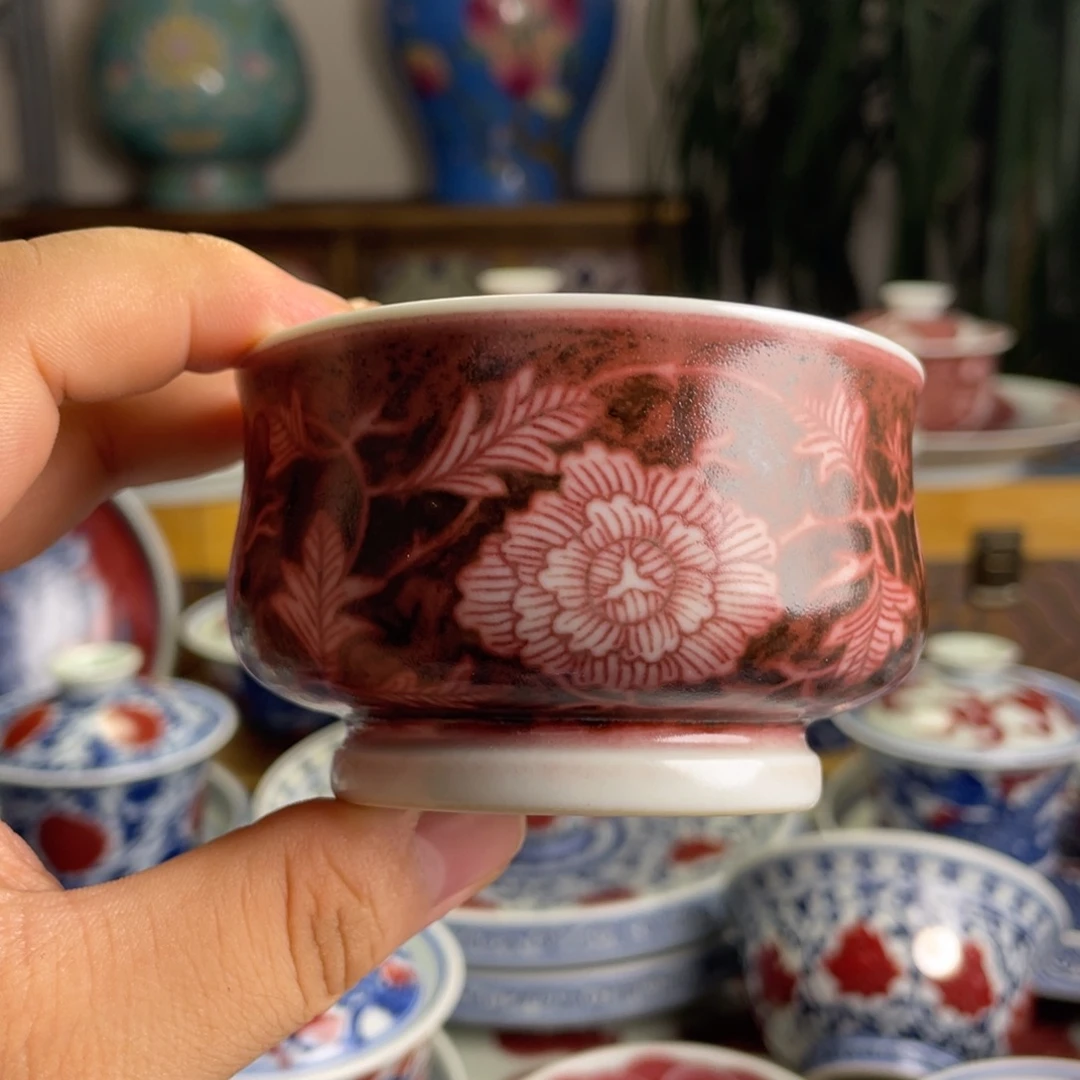 釉里红牡丹花杯子系列