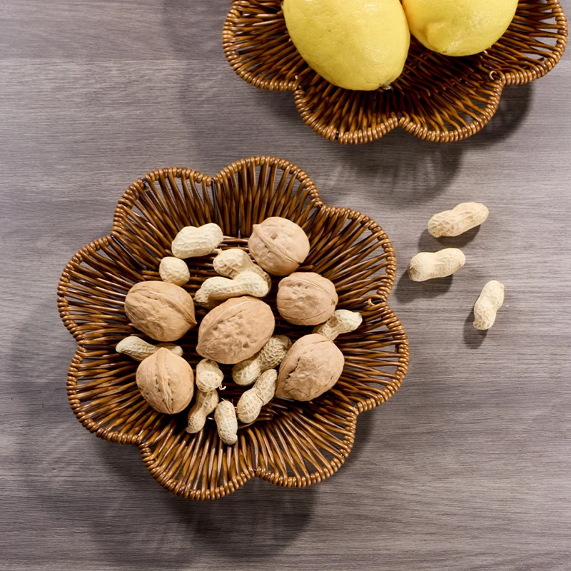 藤编摆放下午篮子盘干客厅盘盘果编织果盘收纳水果盘家用仿茶点心