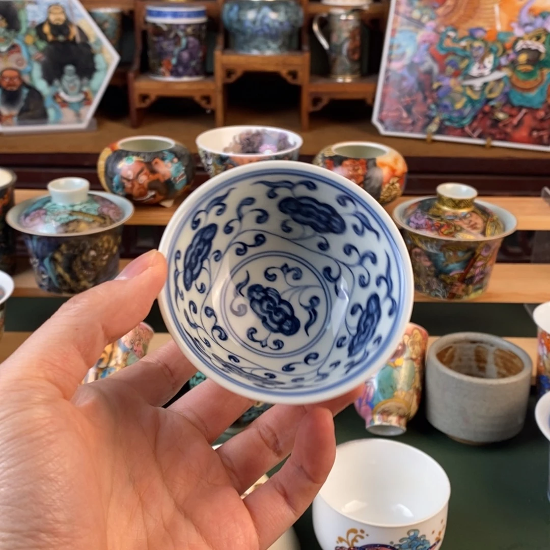 手工手绘灵芝主人杯