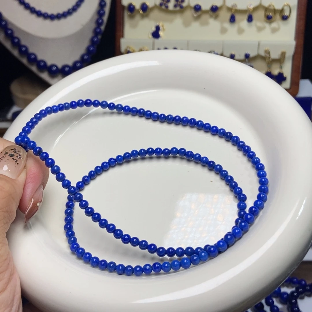 Y****青金石未镶嵌无事牌老矿 4mm多圈