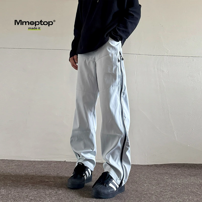 MMOPTOP侧开拉链山系骑行冲锋裤男士2025春秋户外防泼水休闲裤男