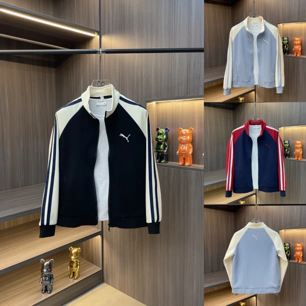 秋季新款百搭拼色刺绣立领针织外套.925