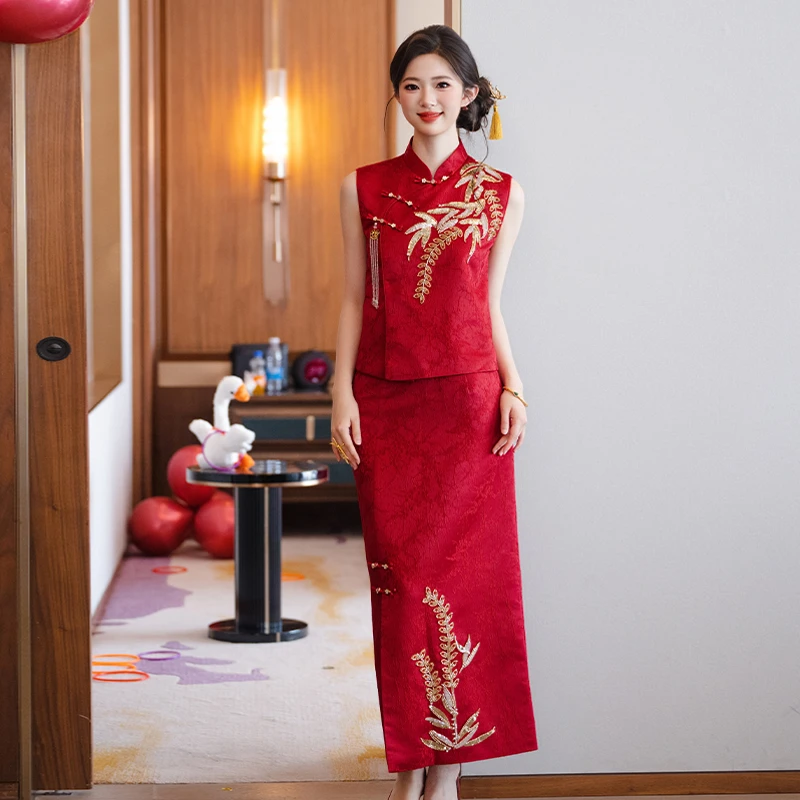 2025新款爆款礼服新中式国风新娘结婚订婚礼服裙敬酒回门出阁服女