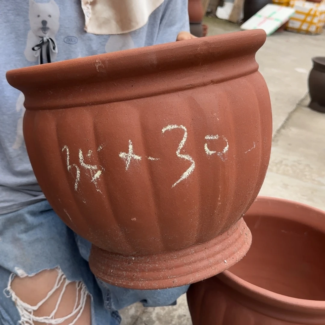 凌***花朱泥花盆口35高30