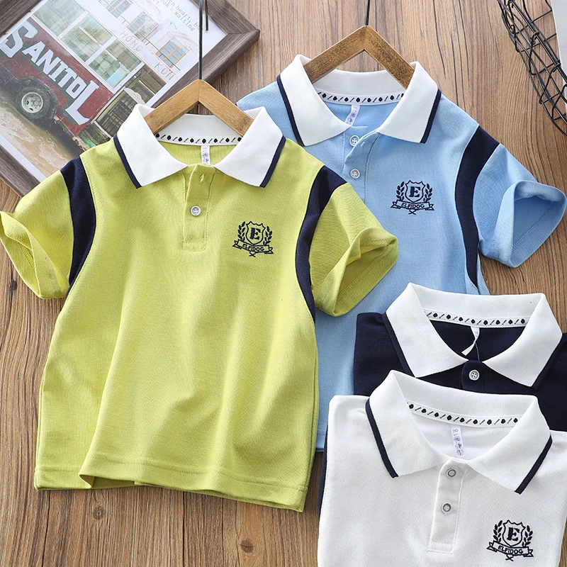 男童Polo领短袖T恤2025新款夏季儿童衣服中大童宝宝上衣学校校服t