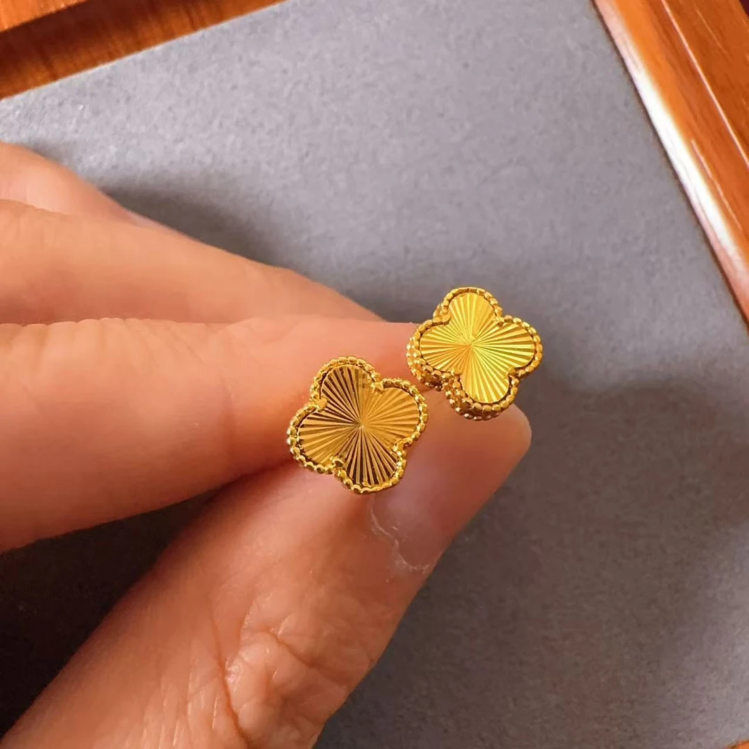 耳饰 耳钉 爆闪镭射四叶草精工耳钉 D-20650