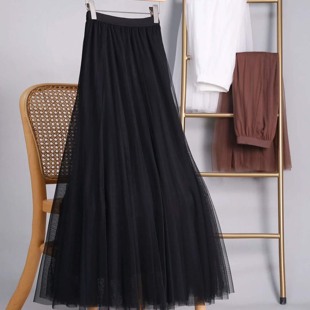 高级感纱裙半身裙女720度大摆秋冬高腰显瘦垂感女款中长款网纱裙