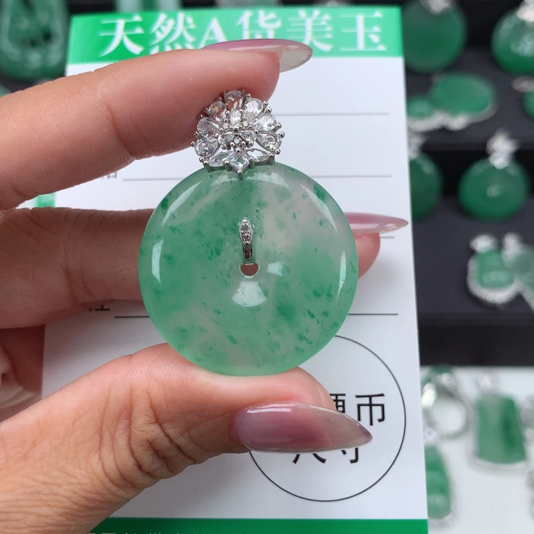 银S925镶嵌吊坠石英质玉