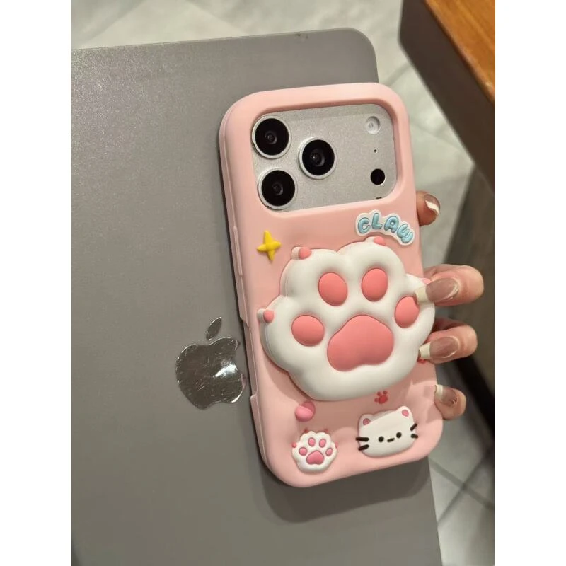 甜系可爱硅胶爱心猫爪适用于iphone17promax苹果16p手机壳15p新款