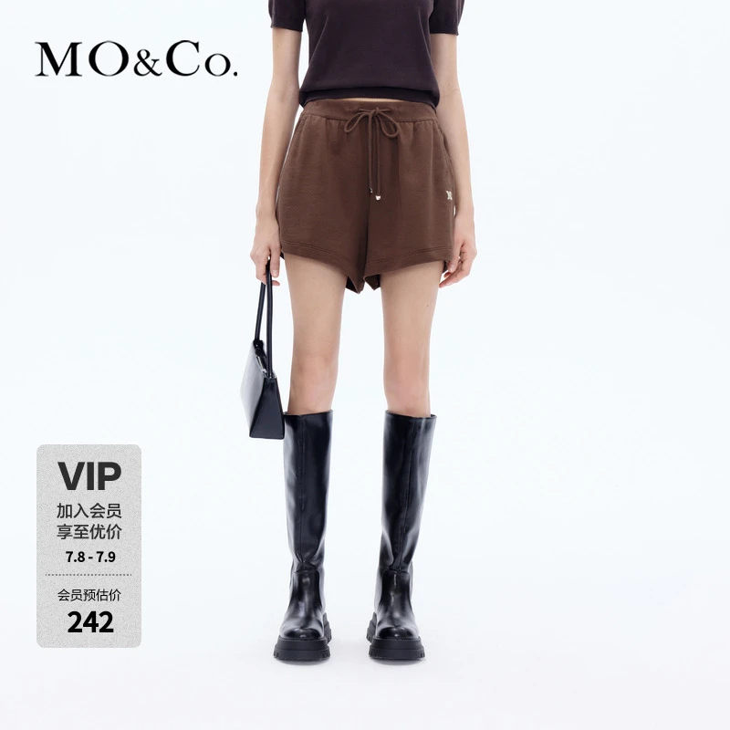 【欧若风】MOCO秋抽绳高腰MC刺绣棉质短裤卫裤老钱风MBC3SOT007