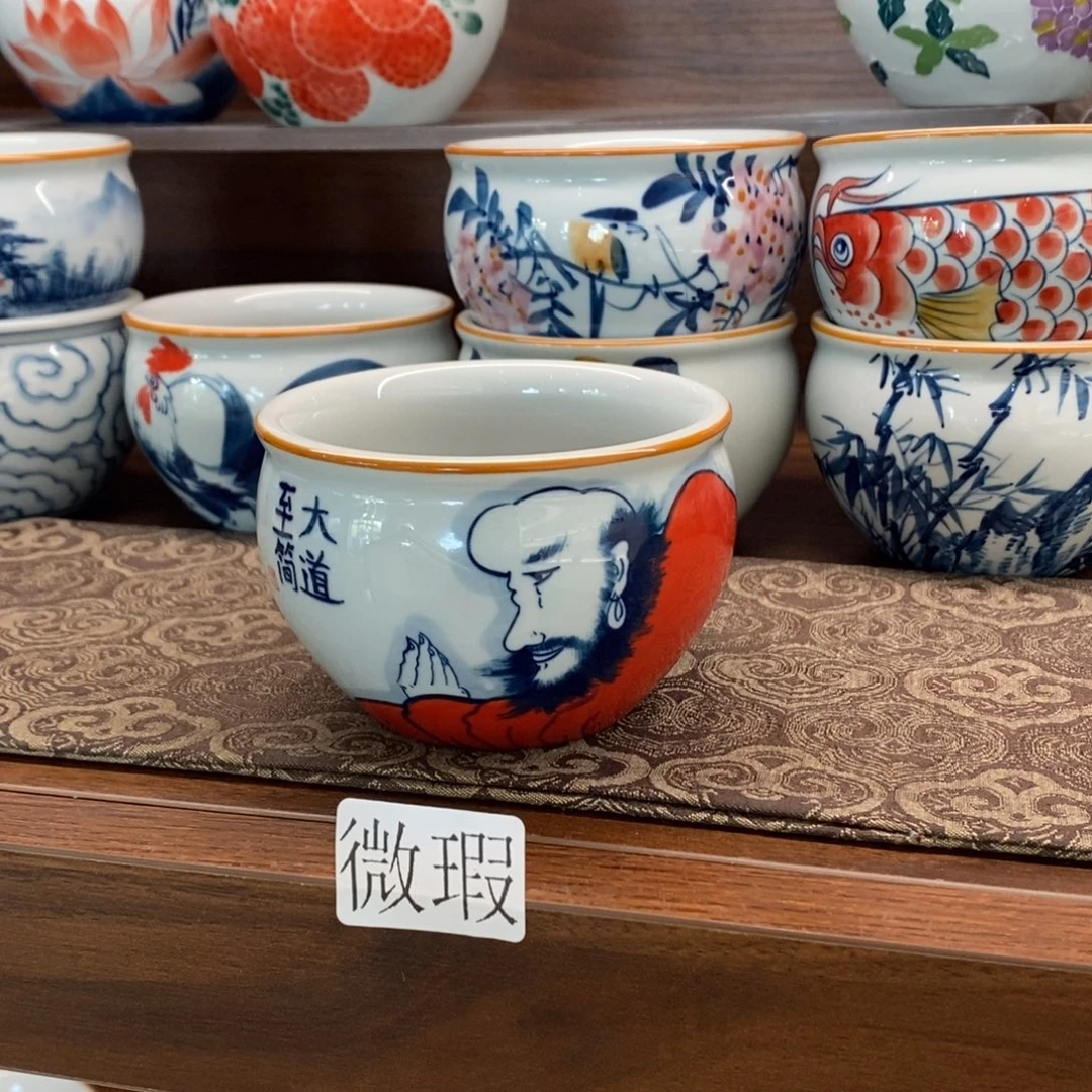 釉下彩老陶泥手工绘制