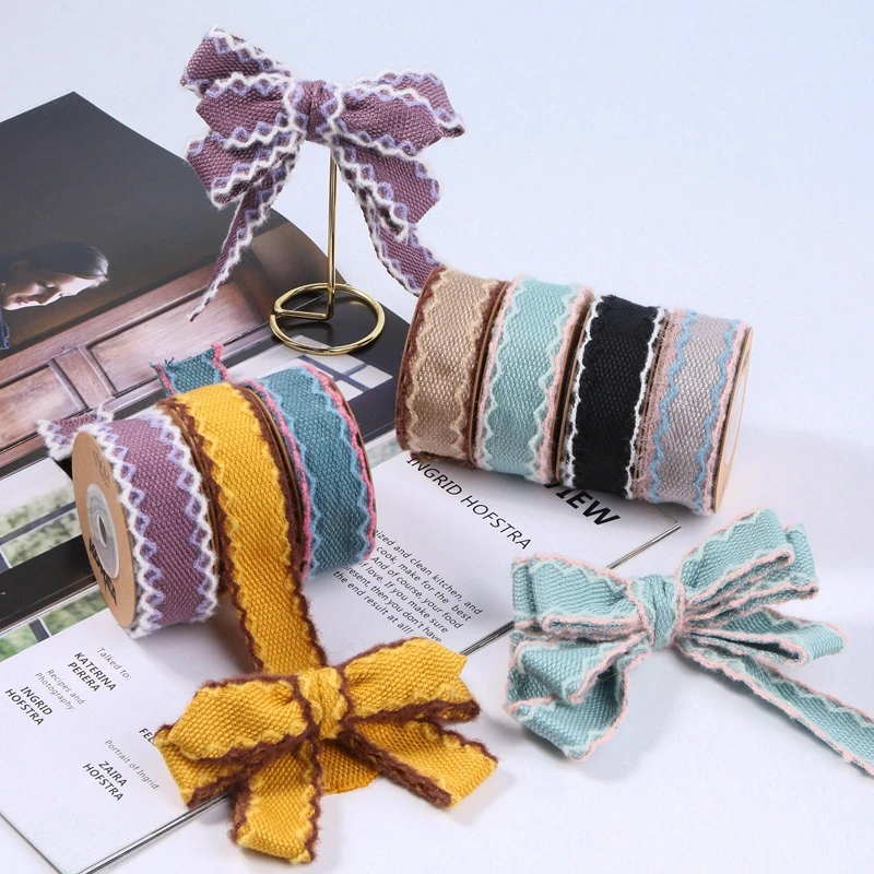 跳色波浪花边韩式编织带 diy鲜花包装礼盒头饰发夹服装辅料织带