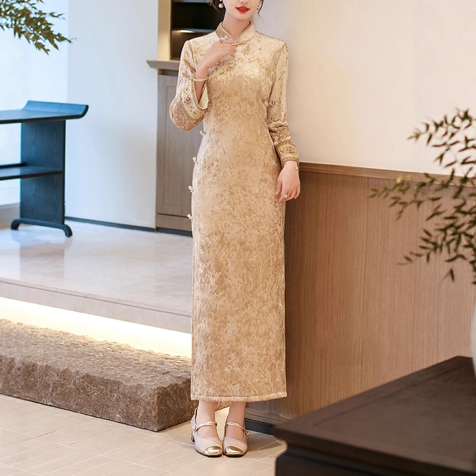 2025新款复古优雅民国风加绒旗袍秋冬款改良气质淑女范中国风日常