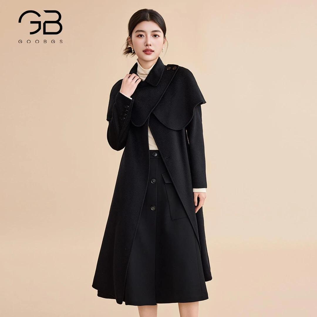 【谷邦L+】谷邦羊毛毛呢外套女2024冬季新款中长款双面呢G3485419-A