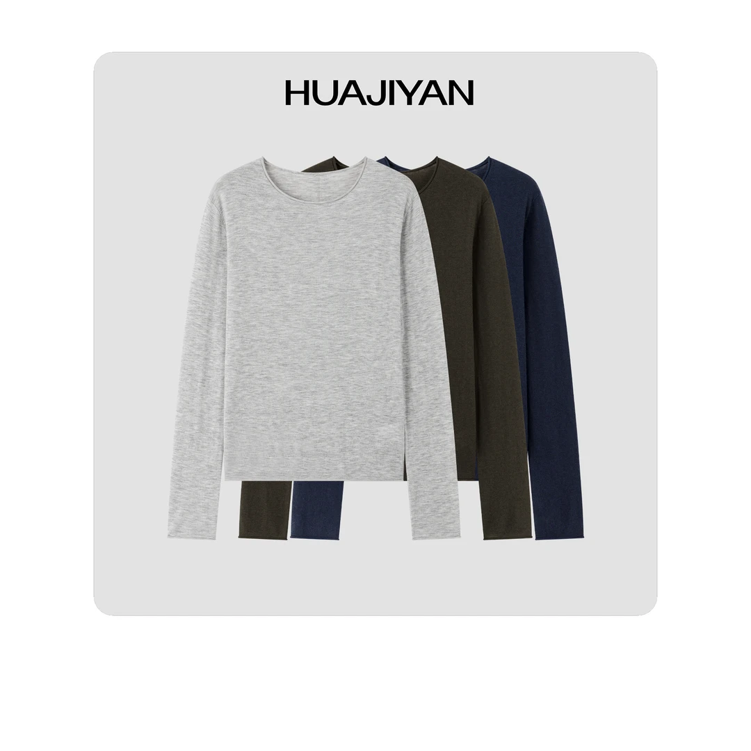 华吉言/HUAJIYAN【基础系列】山羊绒桑蚕丝混纺百搭针织打底上衣