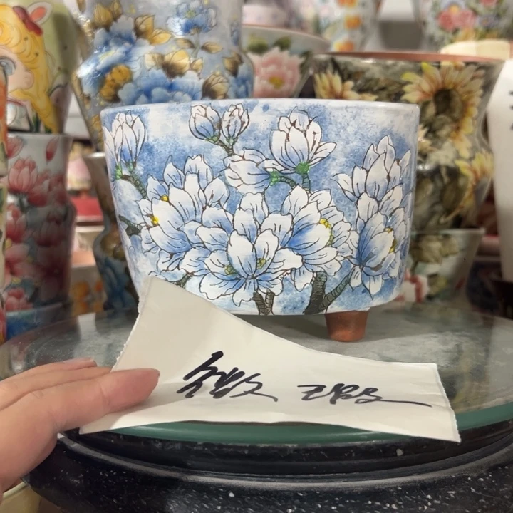 景德镇手绘花盆满38包邮偏远地区除外