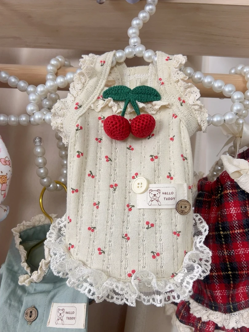 宠物衣服樱桃吊带春夏福利款｜小饼干手作